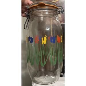ARC France Glass 2 L Canister With Floral Design